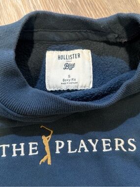 Hollister Navy Crewneck Sweatshirt with Gold Embroidered Logo